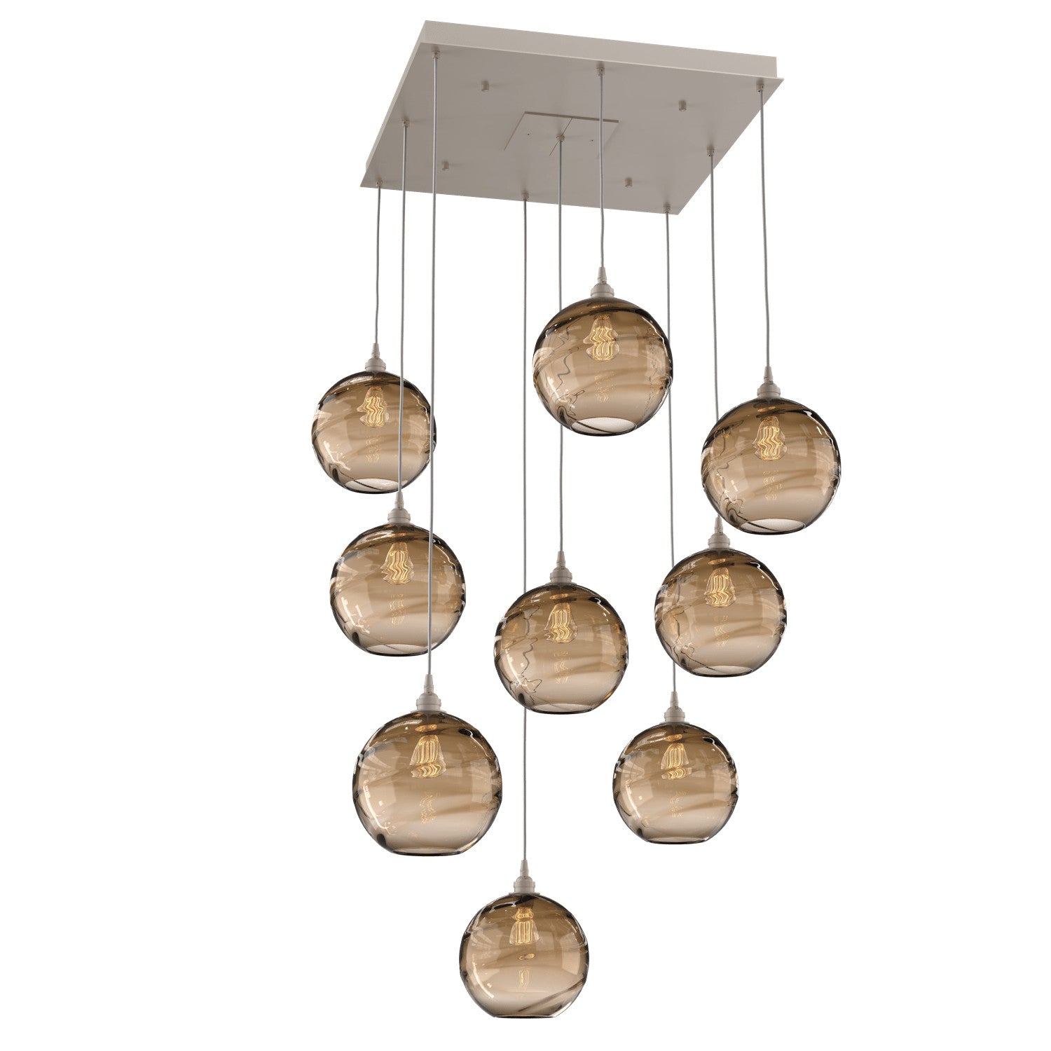 Hammerton Studio - CHB0047-09-BS-OB-C01-E2 - Nine Light Pendant - Optic Blown Glass - Beige Silver