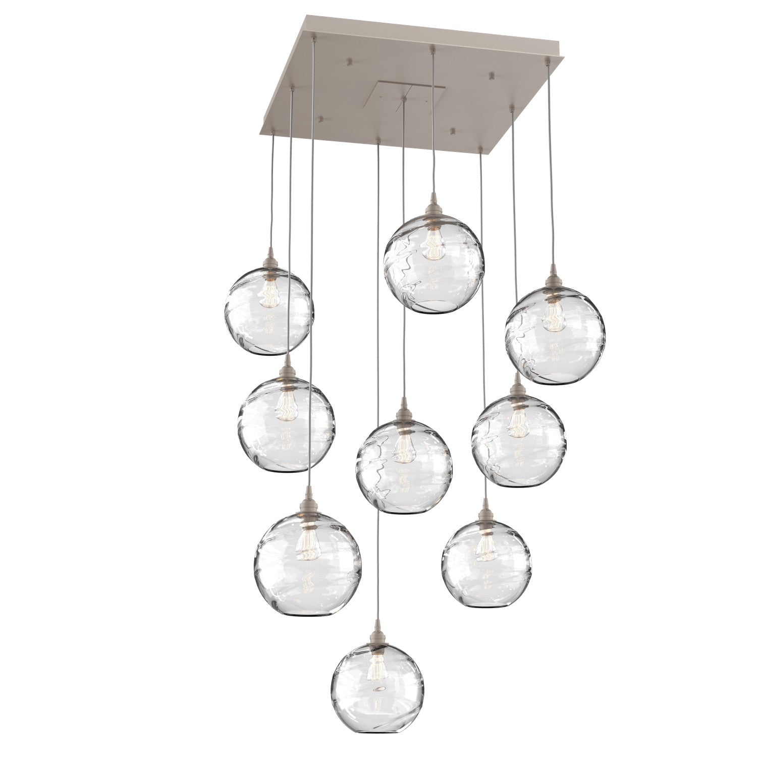 Hammerton Studio - CHB0047-09-BS-OC-C01-E2 - Nine Light Pendant - Optic Blown Glass - Beige Silver