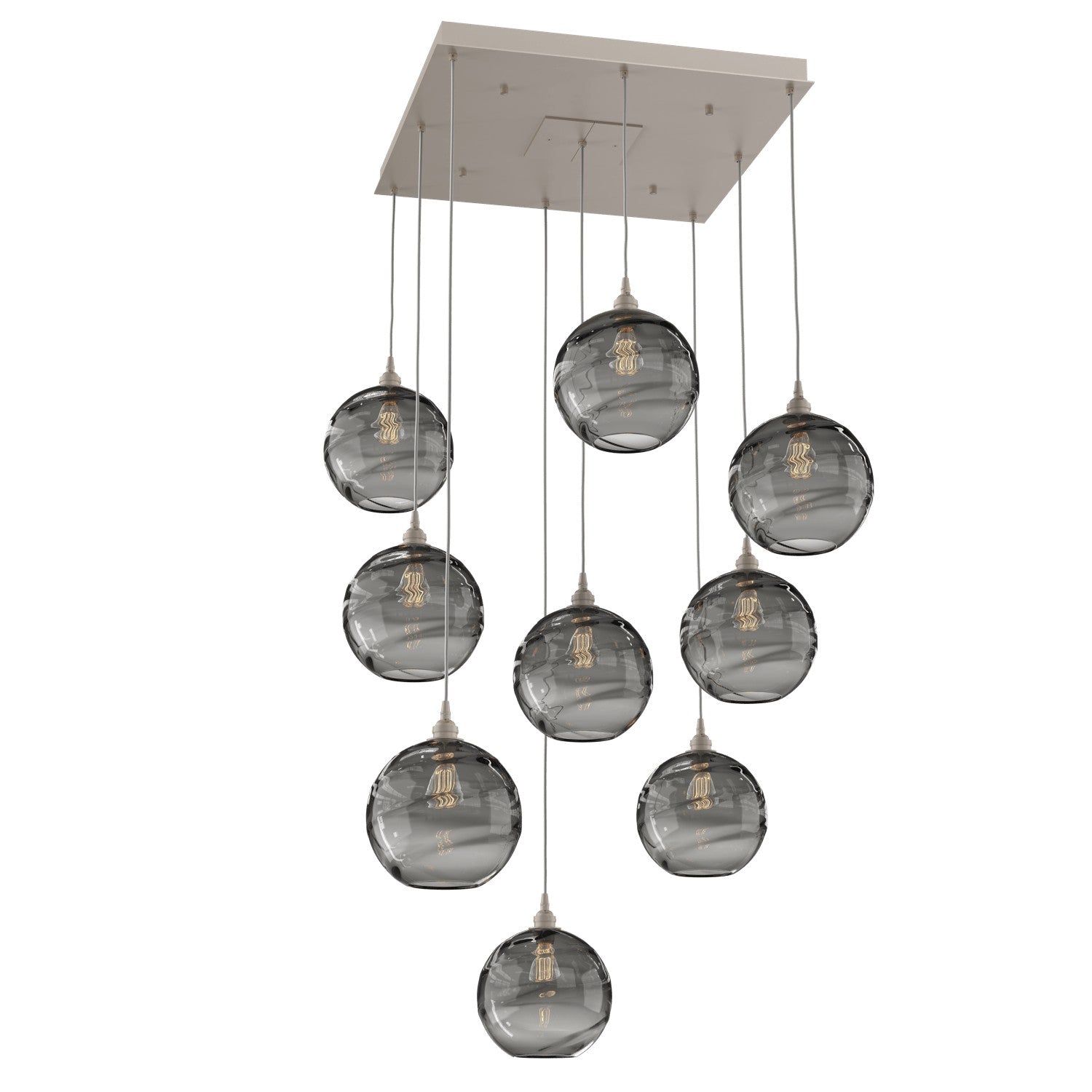 Hammerton Studio - CHB0047-09-BS-OS-C01-E2 - Nine Light Pendant - Optic Blown Glass - Beige Silver