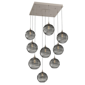 Hammerton Studio - CHB0047-09-BS-OS-C01-E2 - Nine Light Pendant - Optic Blown Glass - Beige Silver