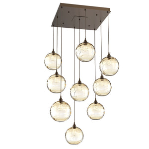 Hammerton Studio - CHB0047-09-FB-OA-C01-E2 - Nine Light Pendant - Optic Blown Glass - Flat Bronze