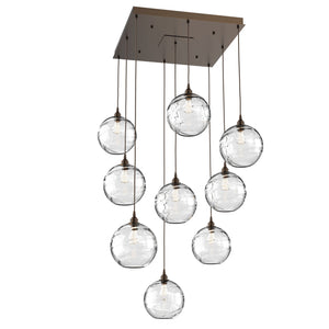 Hammerton Studio - CHB0047-09-FB-OC-C01-E2 - Nine Light Pendant - Optic Blown Glass - Flat Bronze