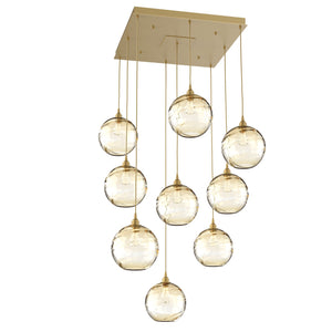 Hammerton Studio - CHB0047-09-GB-OA-C01-E2 - Nine Light Pendant - Optic Blown Glass - Gilded Brass