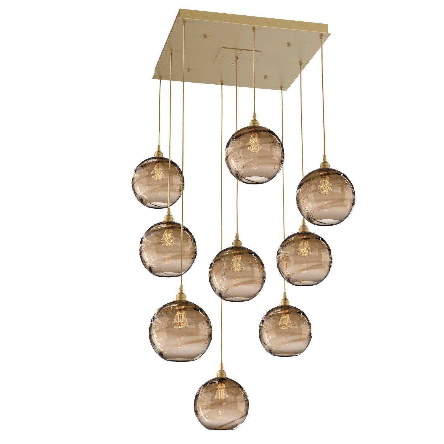 Hammerton Studio - CHB0047-09-GB-OB-C01-E2 - Nine Light Pendant - Optic Blown Glass - Gilded Brass