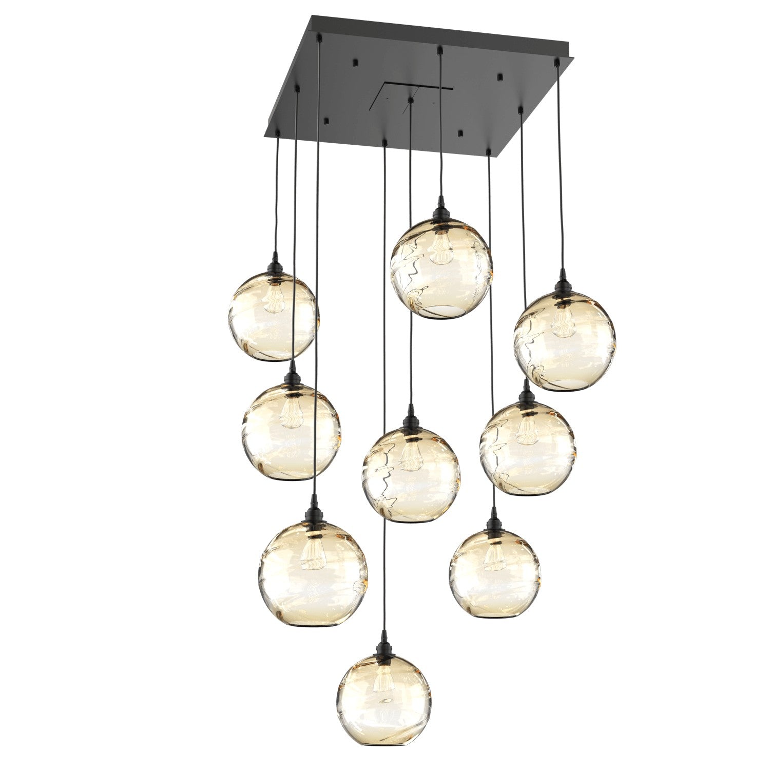 Hammerton Studio - CHB0047-09-MB-OA-C01-E2 - Nine Light Pendant - Optic Blown Glass - Matte Black