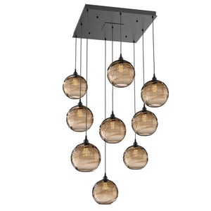 Hammerton Studio - CHB0047-09-MB-OB-C01-E2 - Nine Light Pendant - Optic Blown Glass - Matte Black