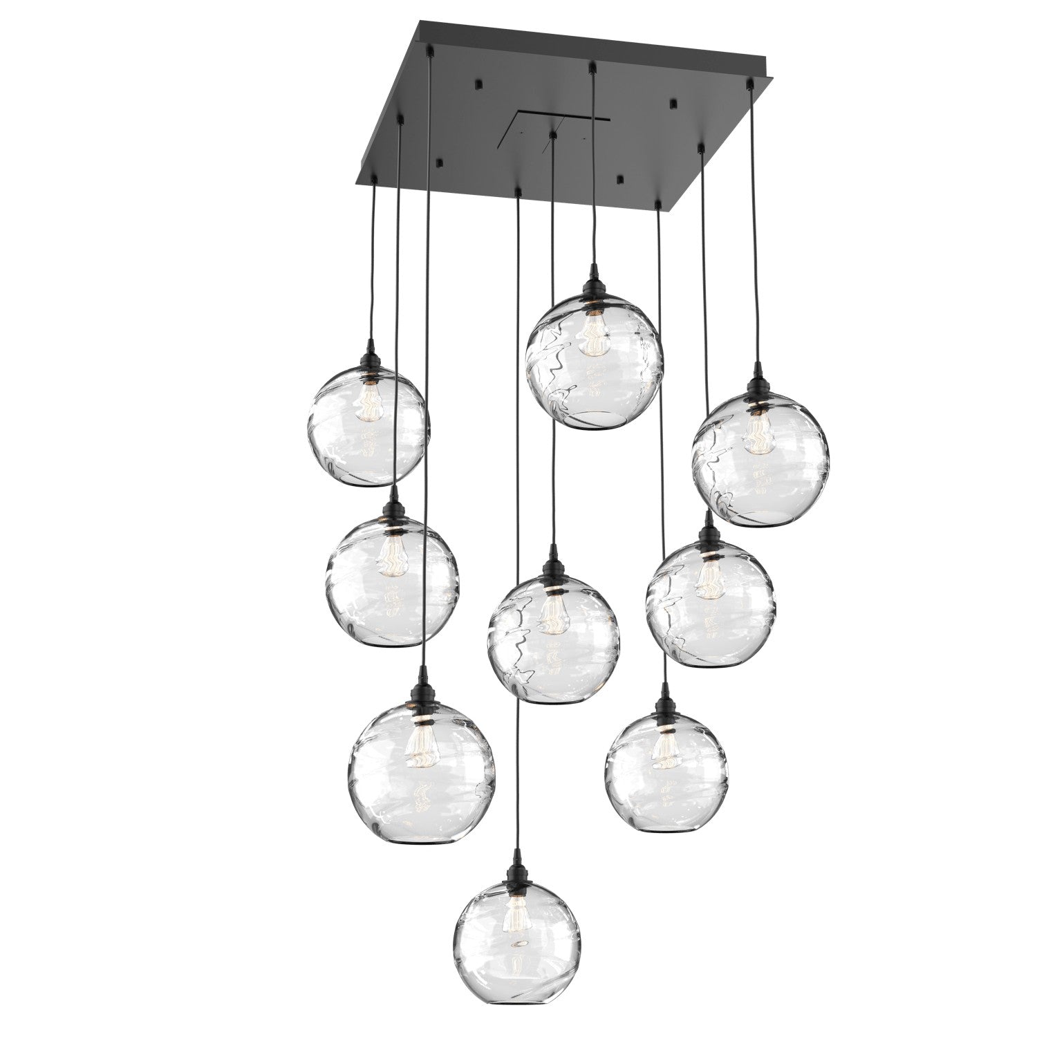 Hammerton Studio - CHB0047-09-MB-OC-C01-E2 - Nine Light Pendant - Optic Blown Glass - Matte Black