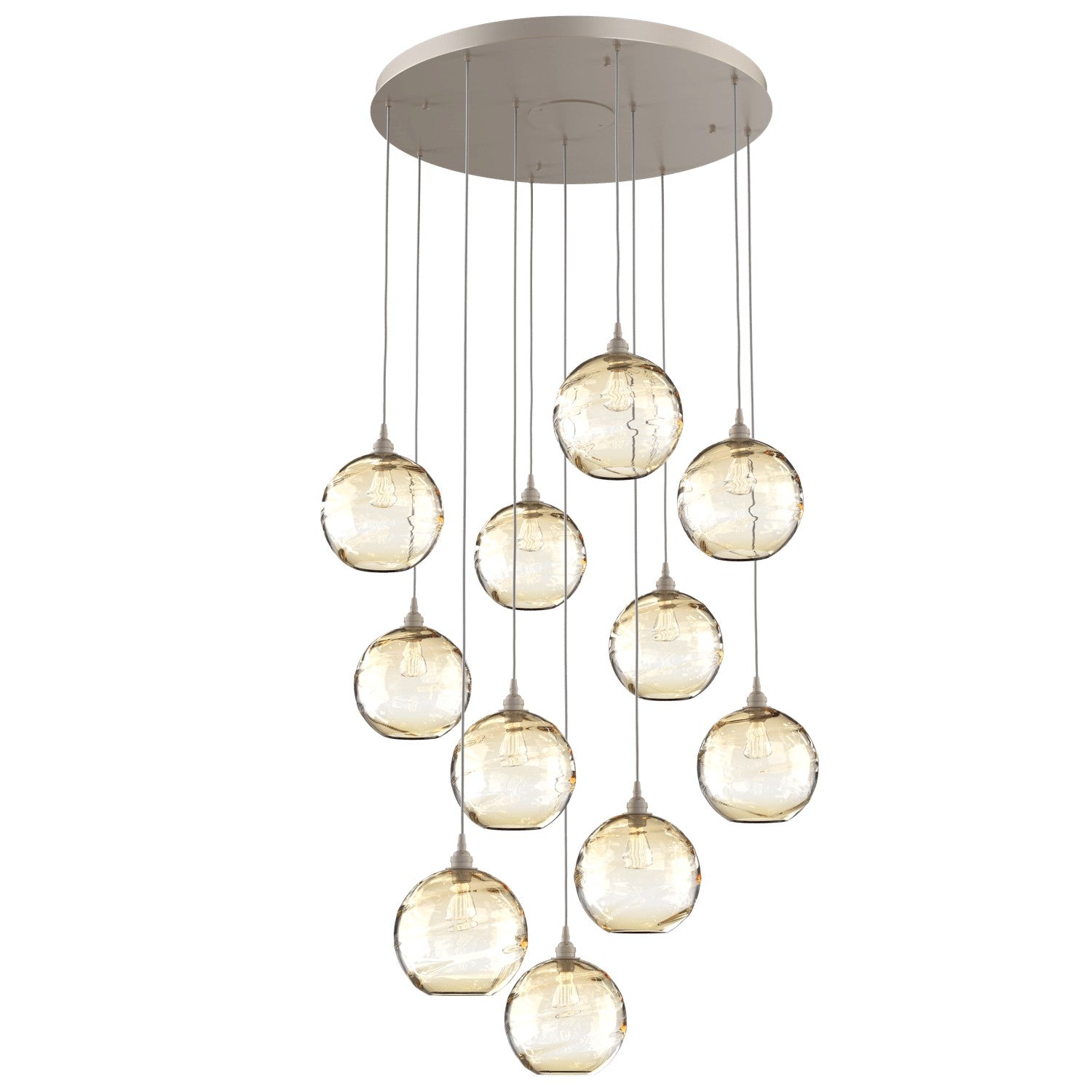 Hammerton Studio - CHB0047-11-BS-OA-C01-E2 - 11 Light Pendant - Optic Blown Glass - Beige Silver