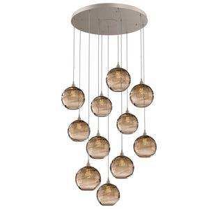 Hammerton Studio - CHB0047-11-BS-OB-C01-E2 - 11 Light Pendant - Optic Blown Glass - Beige Silver