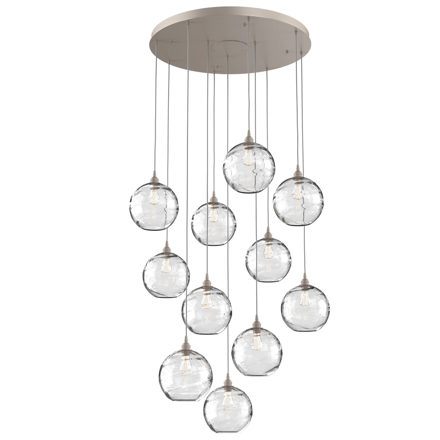 Hammerton Studio - CHB0047-11-BS-OC-C01-E2 - 11 Light Pendant - Optic Blown Glass - Beige Silver