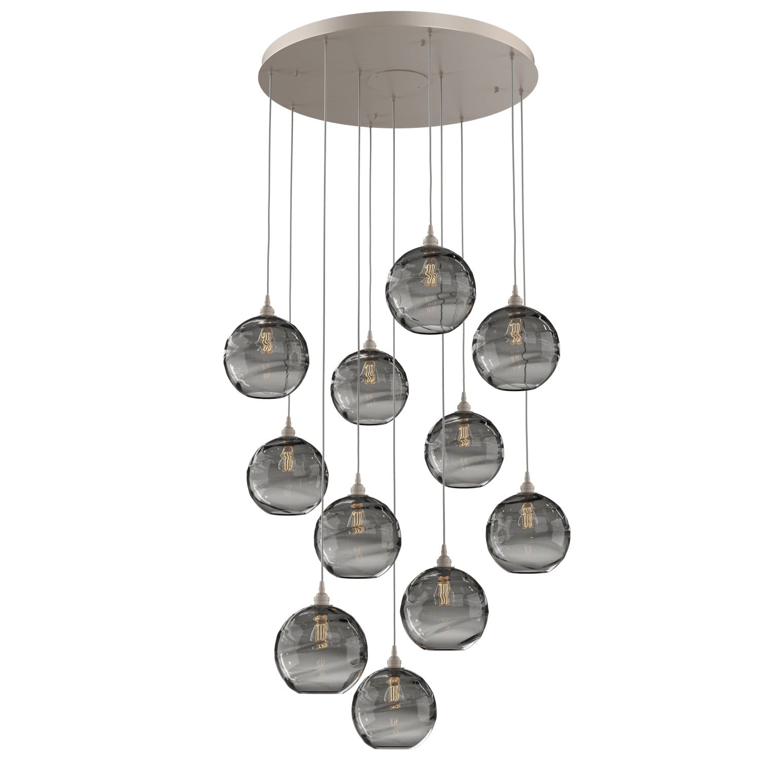 Hammerton Studio - CHB0047-11-BS-OS-C01-E2 - 11 Light Pendant - Optic Blown Glass - Beige Silver