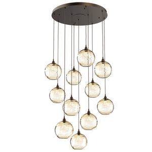 Hammerton Studio - CHB0047-11-FB-OA-C01-E2 - 11 Light Pendant - Optic Blown Glass - Flat Bronze