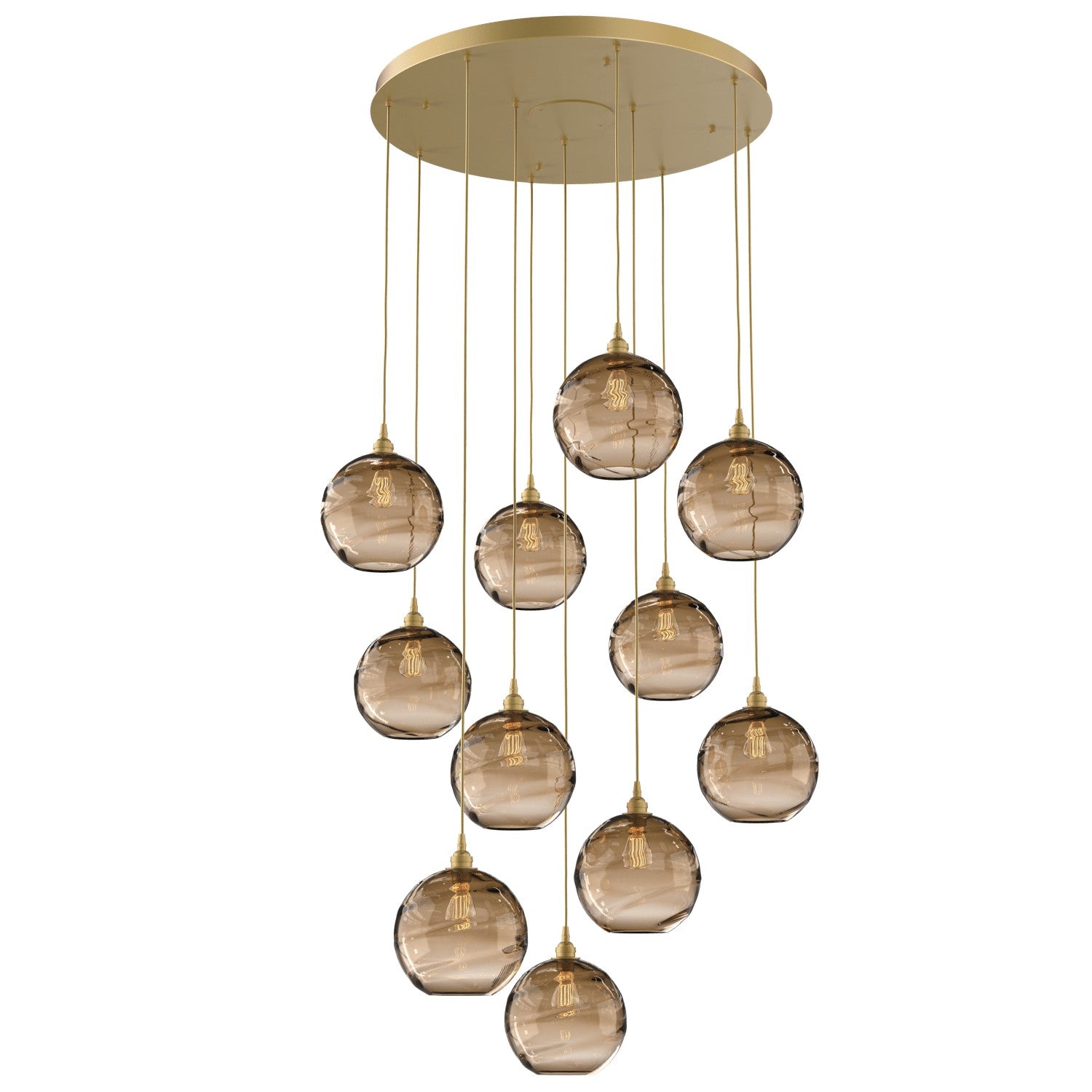 Hammerton Studio - CHB0047-11-GB-OB-C01-E2 - 11 Light Pendant - Optic Blown Glass - Gilded Brass