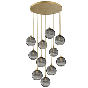 Hammerton Studio - CHB0047-11-GB-OS-C01-E2 - 11 Light Pendant - Optic Blown Glass - Gilded Brass