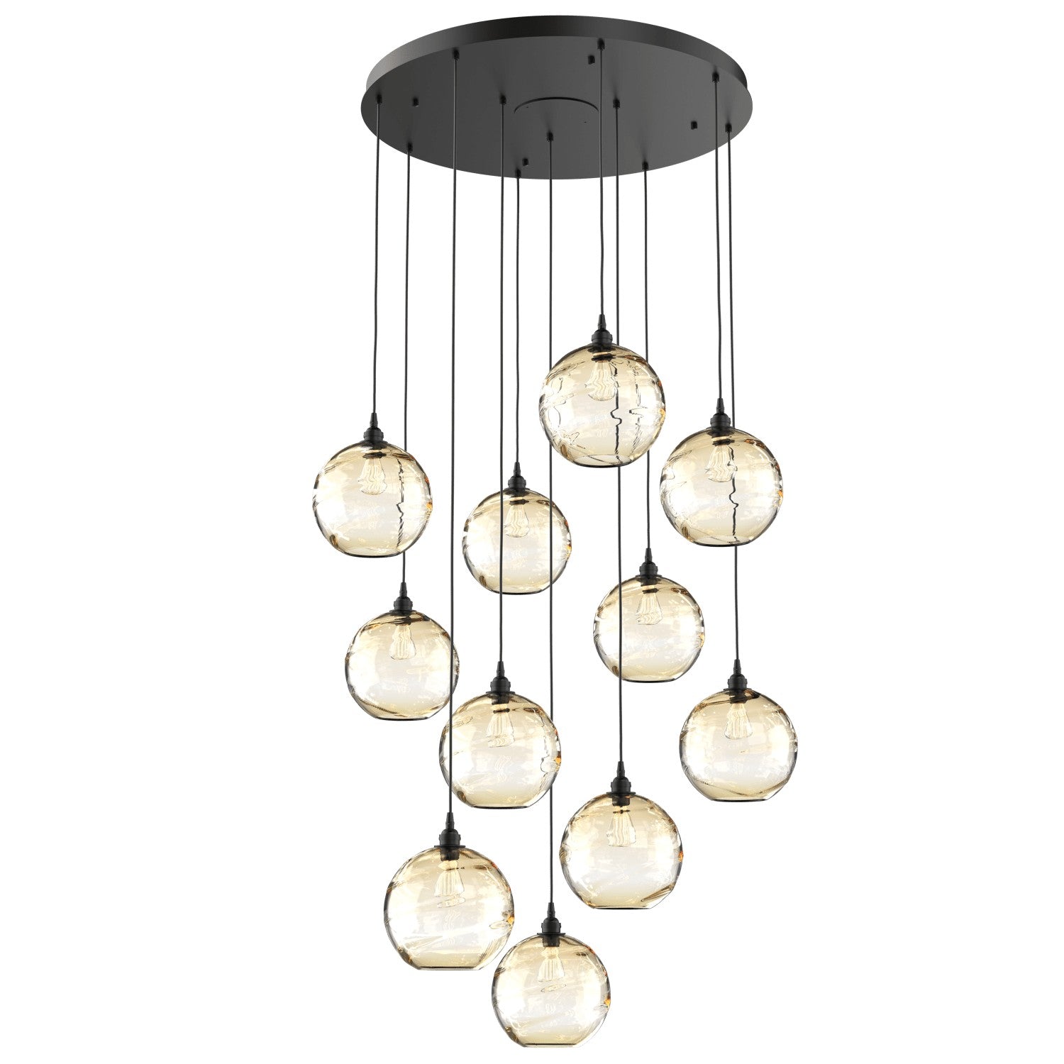 Hammerton Studio - CHB0047-11-MB-OA-C01-E2 - 11 Light Pendant - Optic Blown Glass - Matte Black