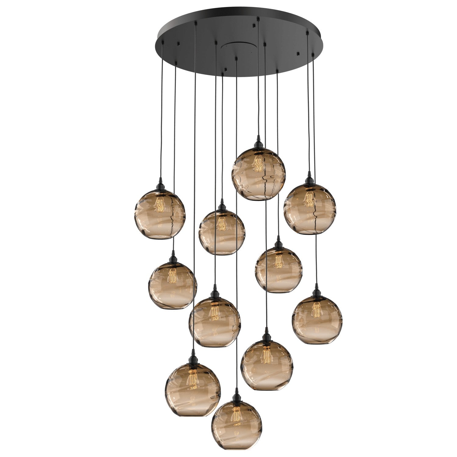 Hammerton Studio - CHB0047-11-MB-OB-C01-E2 - 11 Light Pendant - Optic Blown Glass - Matte Black