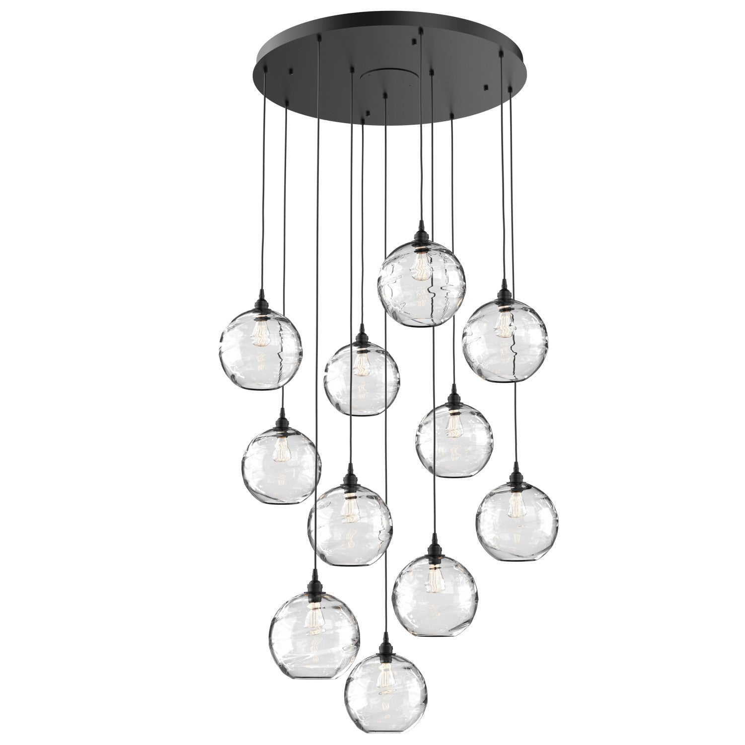 Hammerton Studio - CHB0047-11-MB-OC-C01-E2 - 11 Light Pendant - Optic Blown Glass - Matte Black