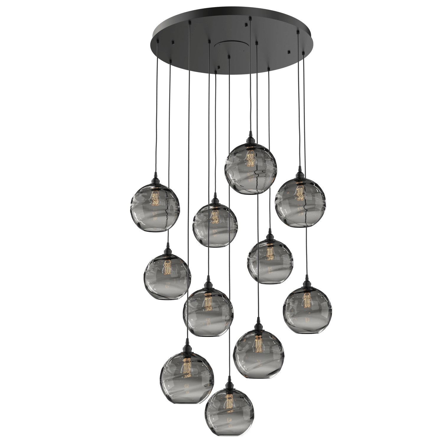 Hammerton Studio - CHB0047-11-MB-OS-C01-E2 - 11 Light Pendant - Optic Blown Glass - Matte Black