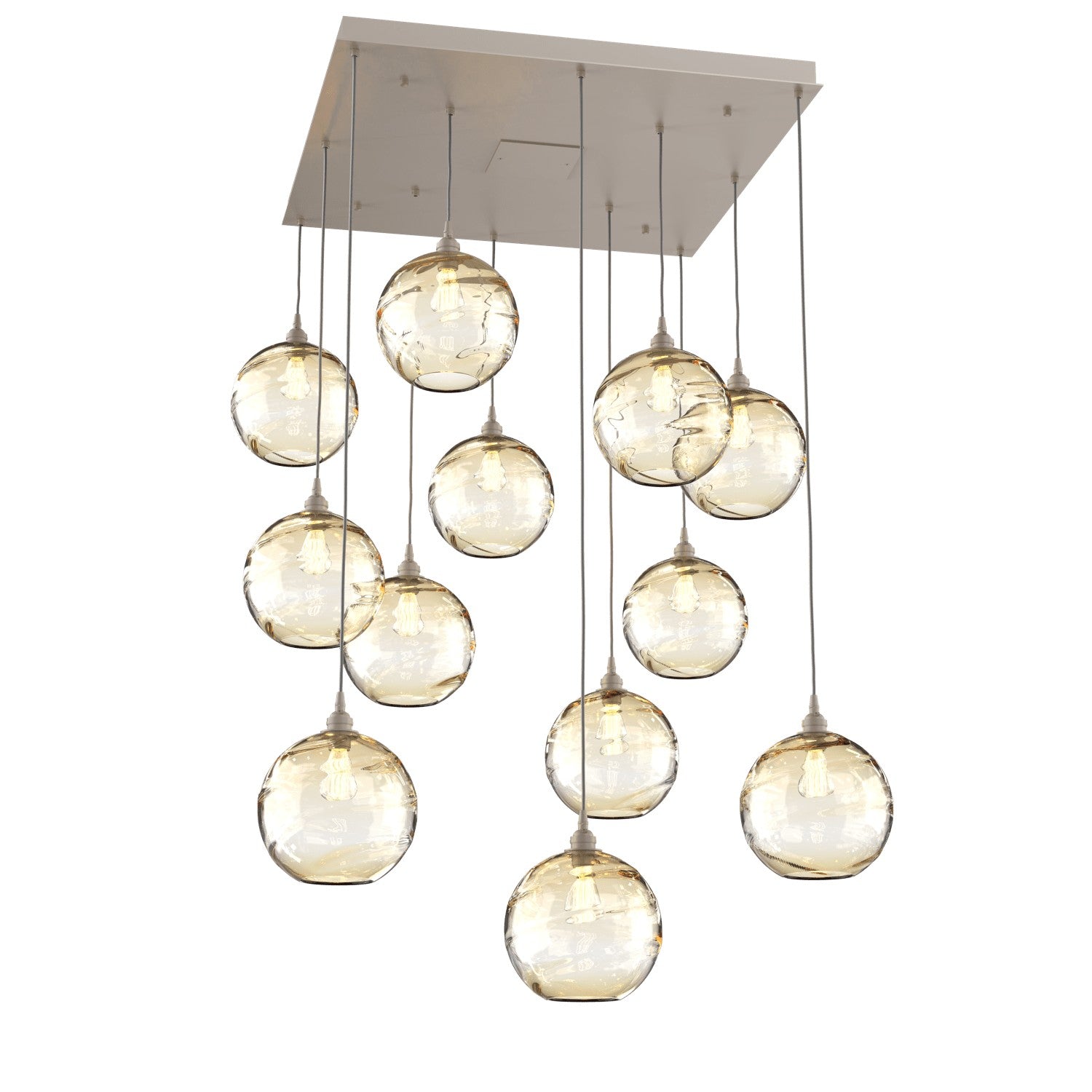 Hammerton Studio - CHB0047-12-BS-OA-C01-E2 - 12 Light Pendant - Optic Blown Glass - Beige Silver