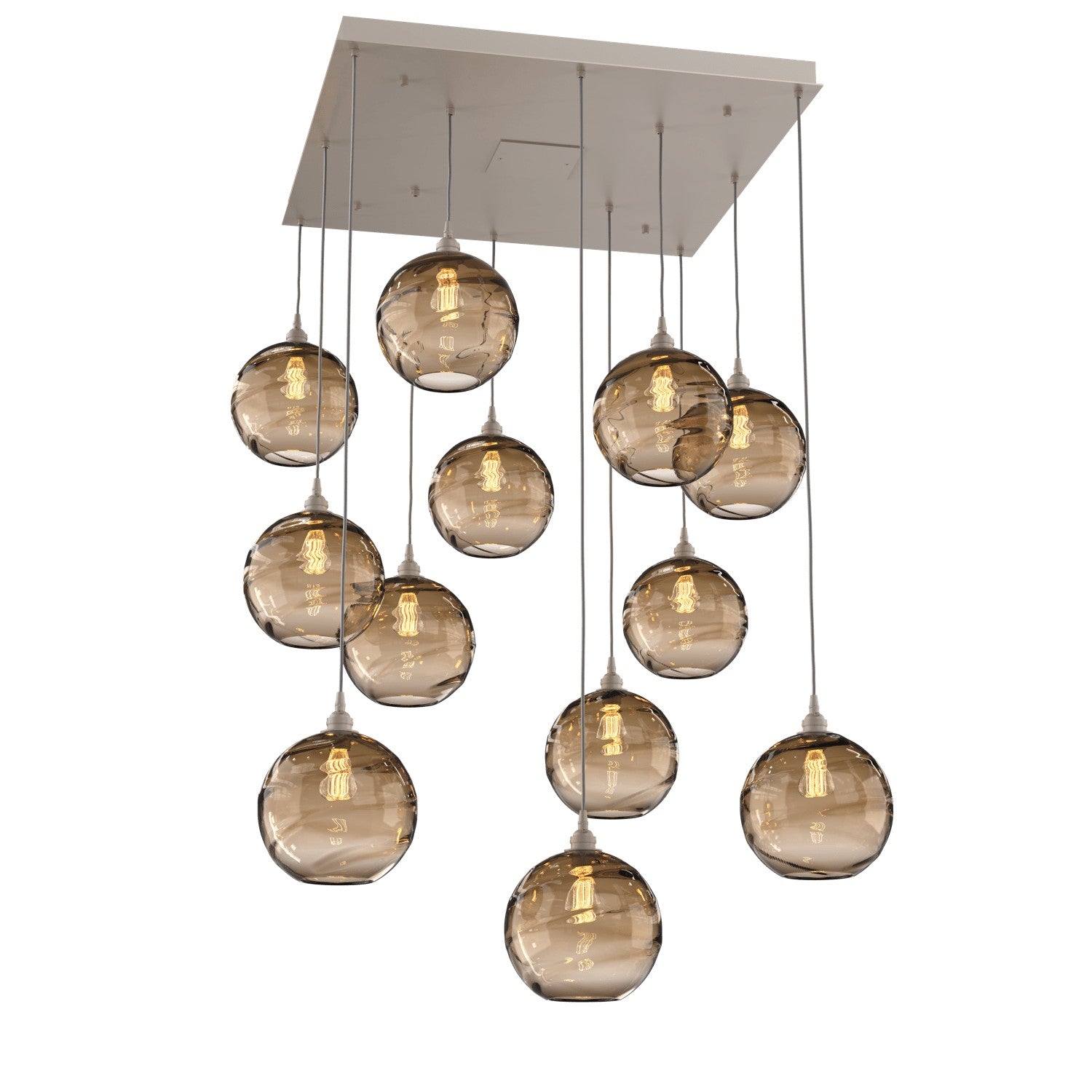 Hammerton Studio - CHB0047-12-BS-OB-C01-E2 - 12 Light Pendant - Optic Blown Glass - Beige Silver