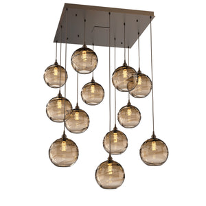 Hammerton Studio - CHB0047-12-FB-OB-C01-E2 - 12 Light Pendant - Optic Blown Glass - Flat Bronze