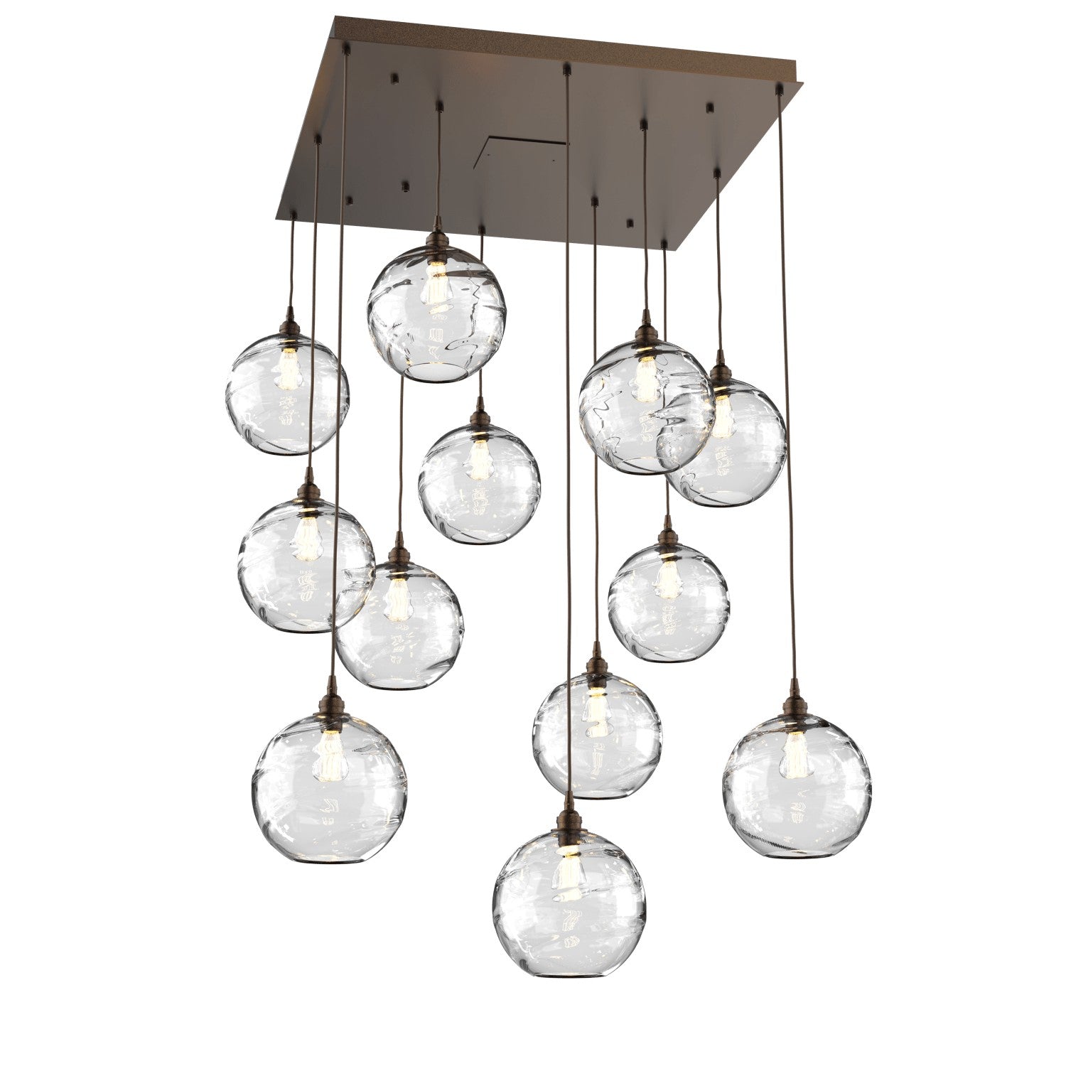 Hammerton Studio - CHB0047-12-FB-OC-C01-E2 - 12 Light Pendant - Optic Blown Glass - Flat Bronze