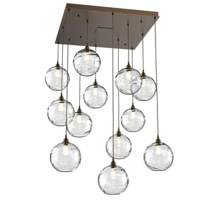 Hammerton Studio - CHB0047-12-FB-OC-C01-E2 - 12 Light Pendant - Optic Blown Glass - Flat Bronze