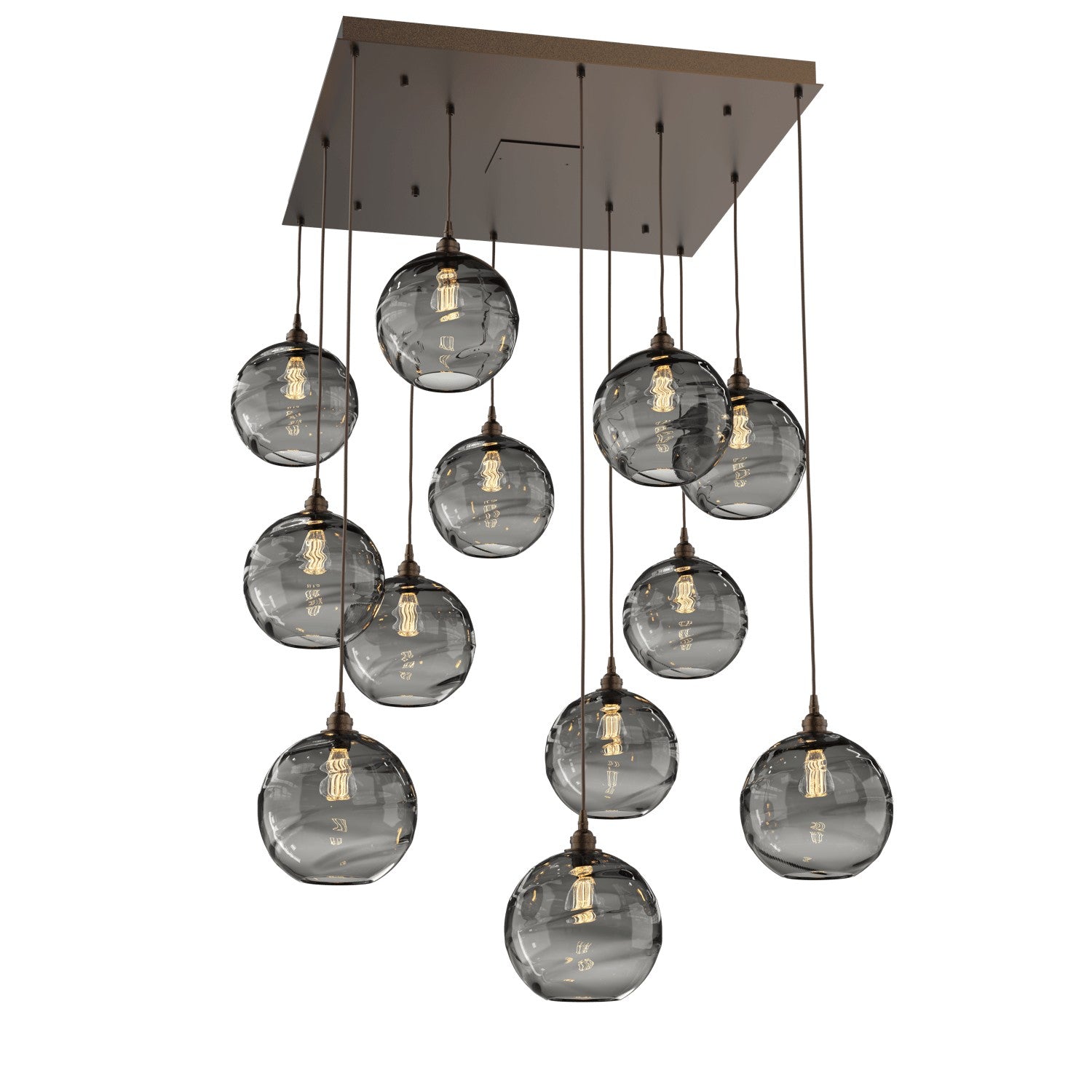 Hammerton Studio - CHB0047-12-FB-OS-C01-E2 - 12 Light Pendant - Optic Blown Glass - Flat Bronze