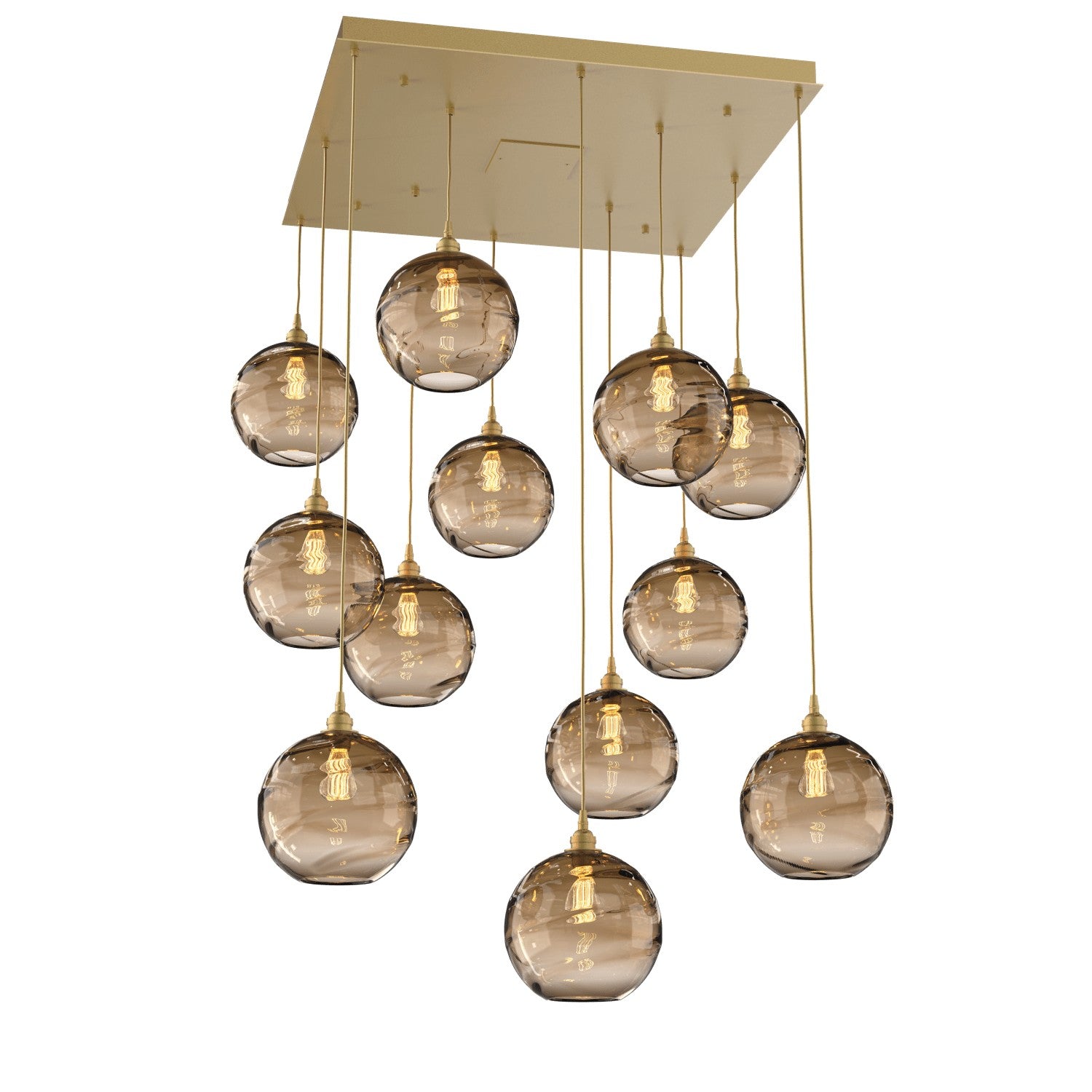 Hammerton Studio - CHB0047-12-GB-OB-C01-E2 - 12 Light Pendant - Optic Blown Glass - Gilded Brass