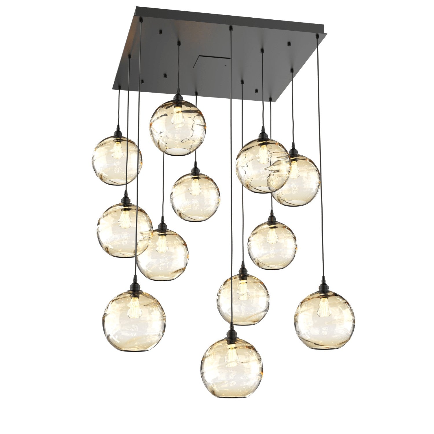 Hammerton Studio - CHB0047-12-MB-OA-C01-E2 - 12 Light Pendant - Optic Blown Glass - Matte Black