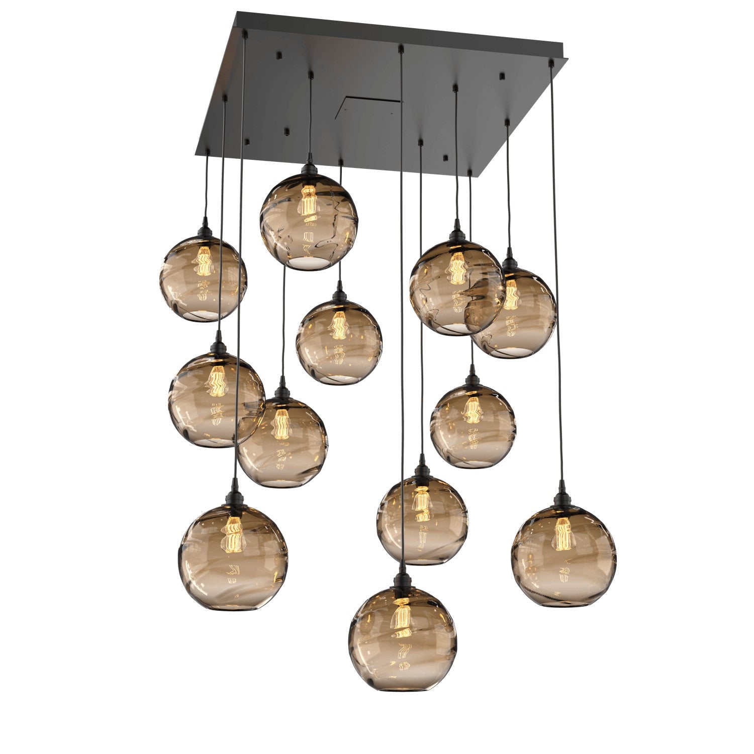 Hammerton Studio - CHB0047-12-MB-OB-C01-E2 - 12 Light Pendant - Optic Blown Glass - Matte Black