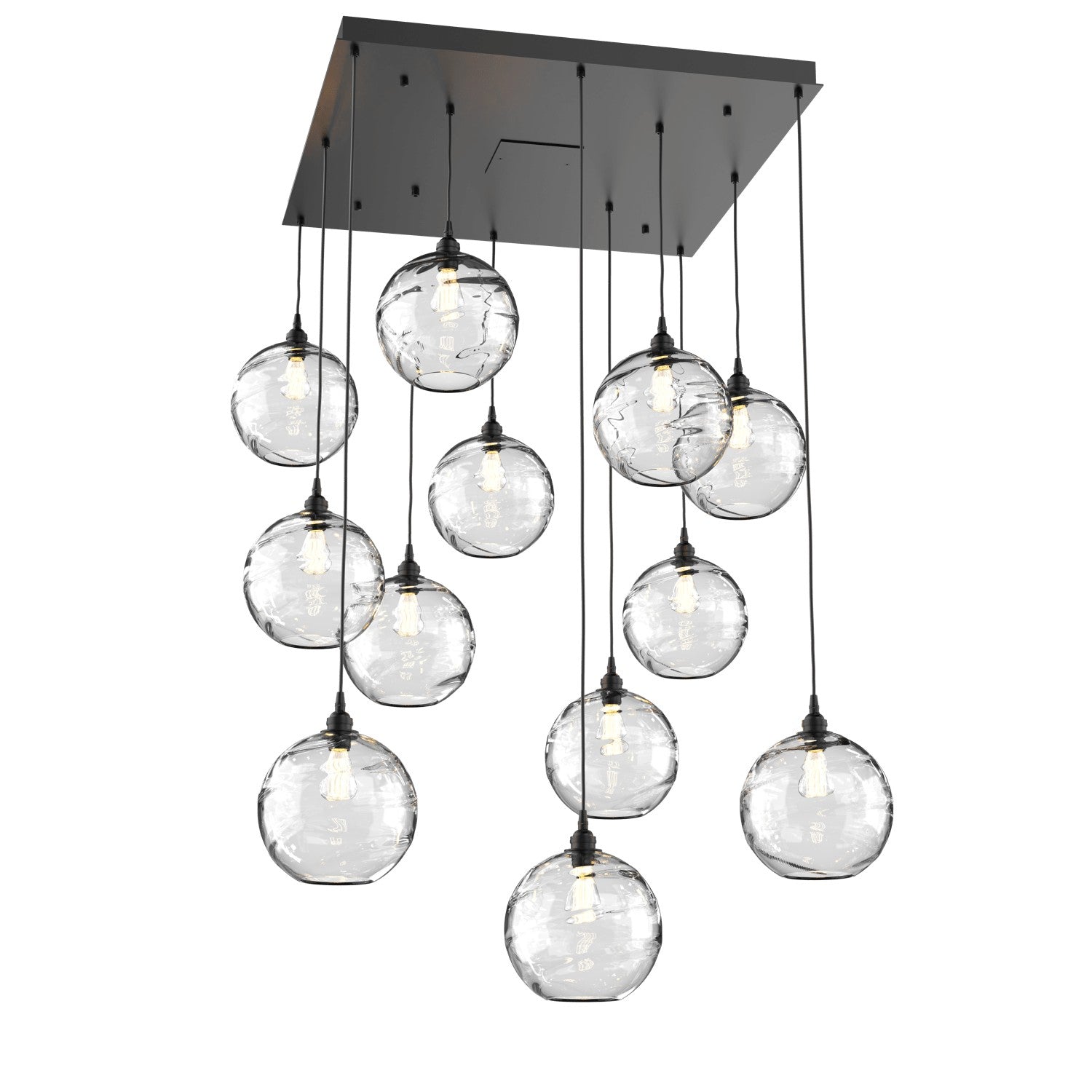 Hammerton Studio - CHB0047-12-MB-OC-C01-E2 - 12 Light Pendant - Optic Blown Glass - Matte Black