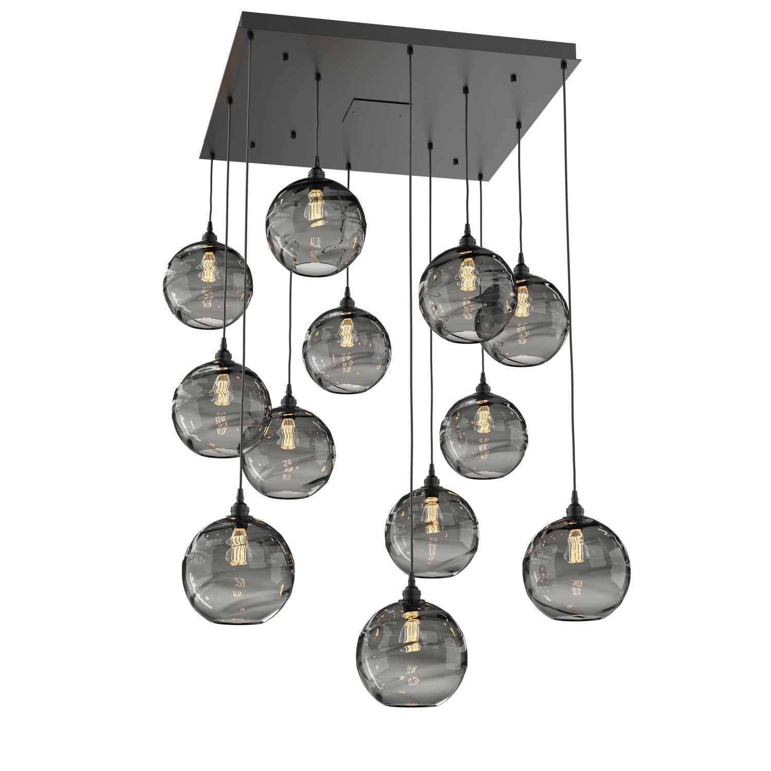 Hammerton Studio - CHB0047-12-MB-OS-C01-E2 - 12 Light Pendant - Optic Blown Glass - Matte Black