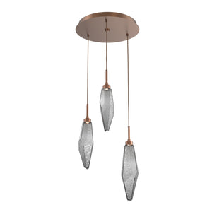 Hammerton Studio - CHB0050-03-BB-CS-C01-L3 - LED Pendant - Rock Crystal - Burnished Bronze