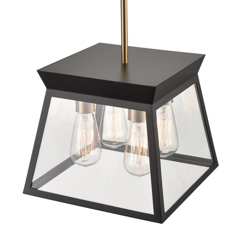 Artcraft - AC11851BK - Four Light Chandelier - Lucian - Black and Brushed Brass