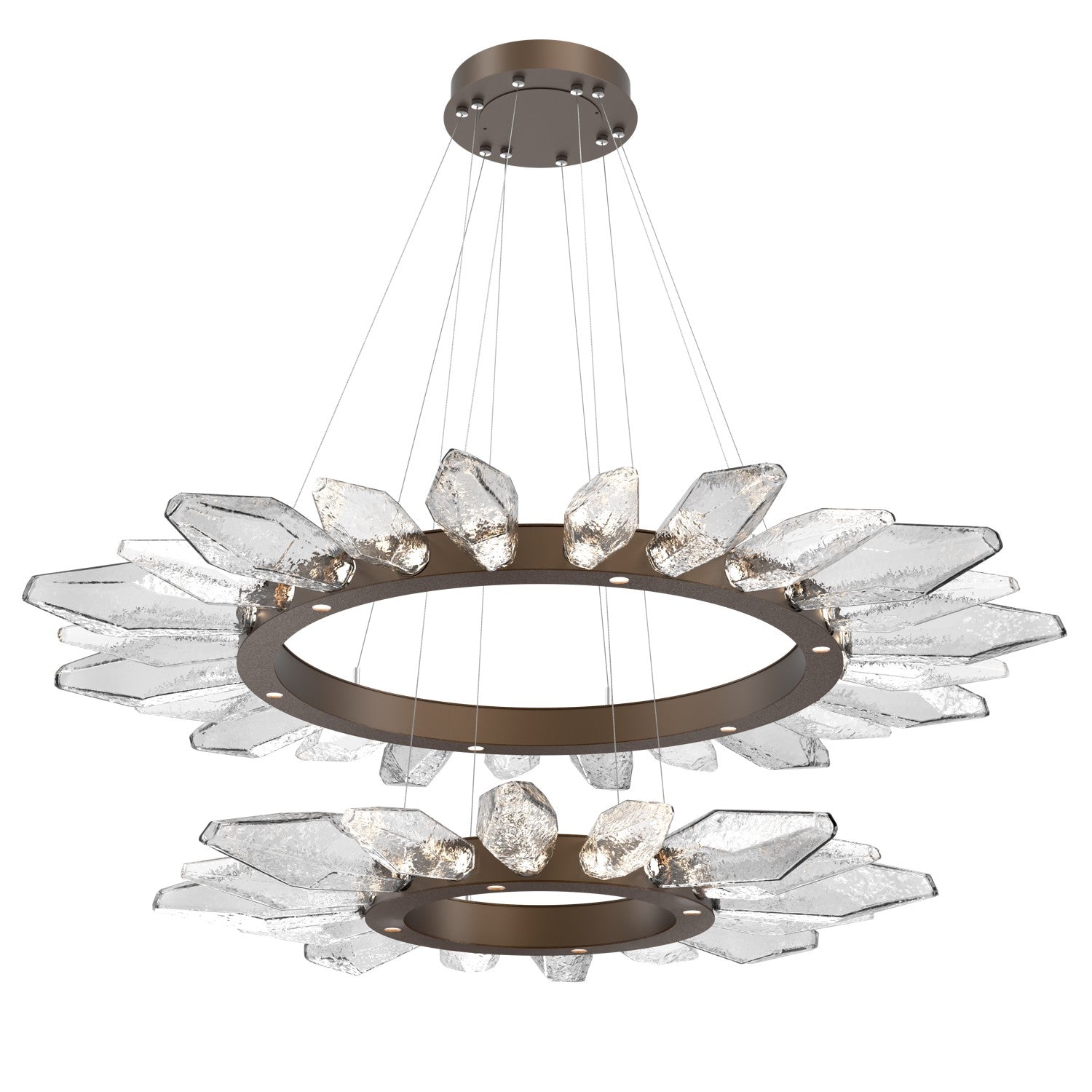 Hammerton Studio - CHB0050-2T-FB-CC-CA1-L1 - LED Chandelier - Rock Crystal - Flat Bronze