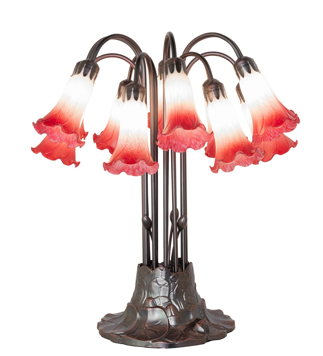 Meyda Tiffany - 273102 - 12 Light Table Lamp - Pink/White Tiffany Pond Lily - Mahogany Bronze