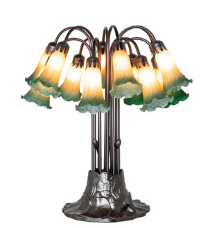 Meyda Tiffany - 273100 - 12 Light Table Lamp - Amber/Green Tiffany Pond Lily - Mahogany Bronze