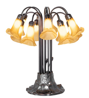 Meyda Tiffany - 273416 - 12 Light Table Lamp - Amber Tiffany Pond Lily - Mahogany Bronze