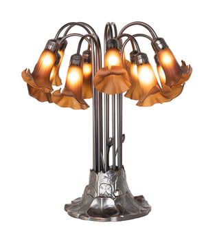 Meyda Tiffany - 273788 - 12 Light Table Lamp - Dark Amber Tiffany Pond Lily - Mahogany Bronze