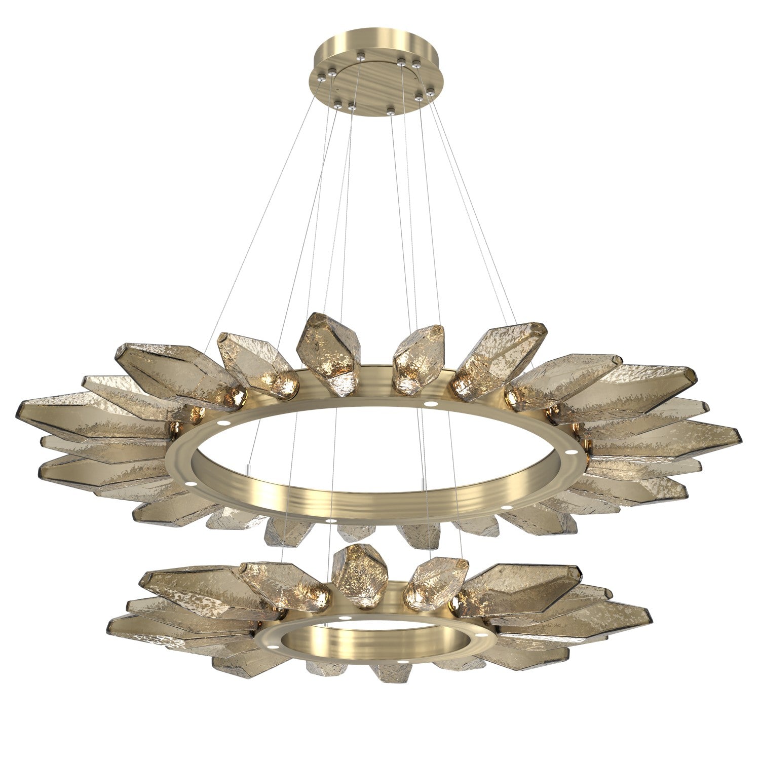 Hammerton Studio - CHB0050-2T-HB-CB-CA1-L1 - LED Chandelier - Rock Crystal - Heritage Brass