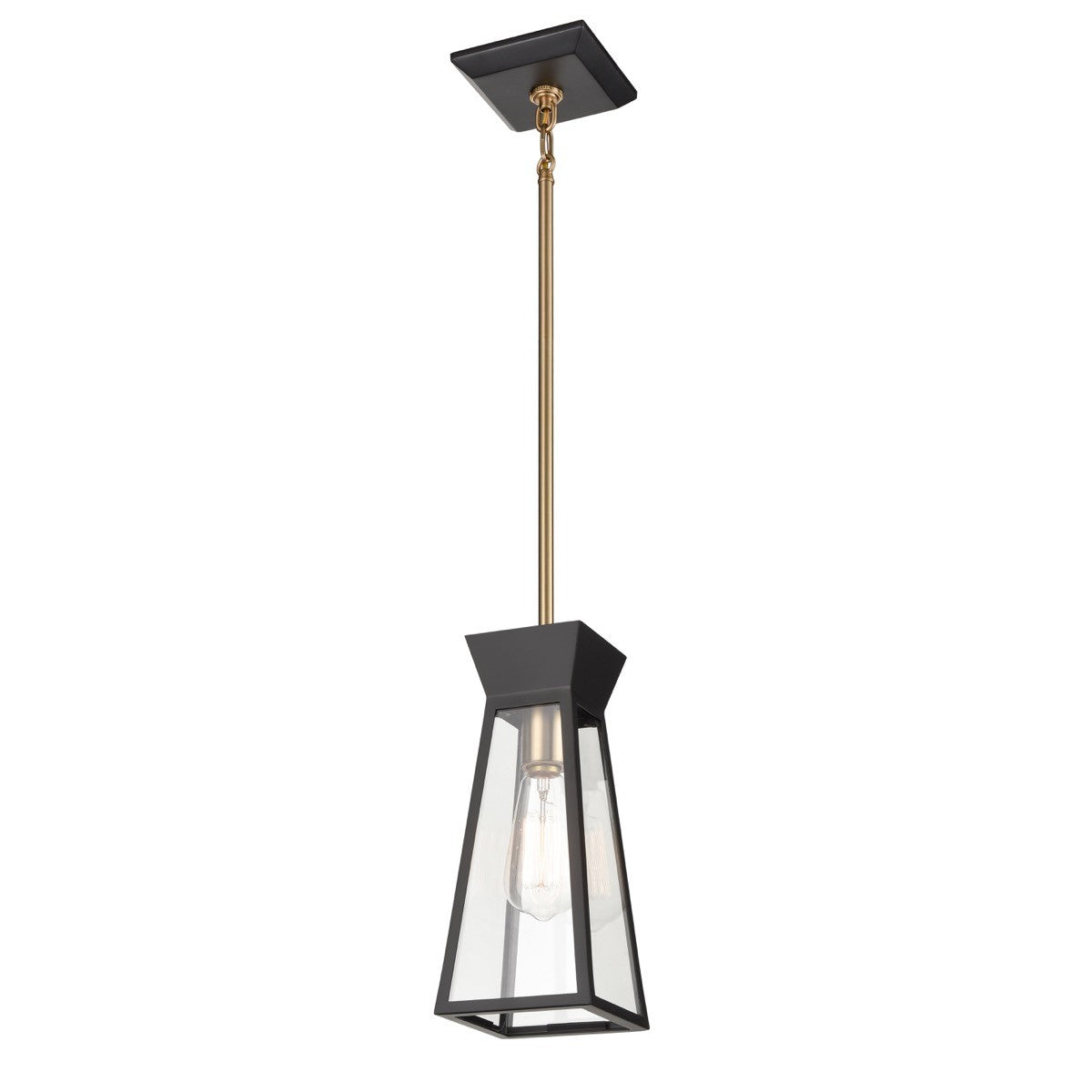 Artcraft - AC11850BK - One Light Pendant - Lucian - Black and Brushed Brass