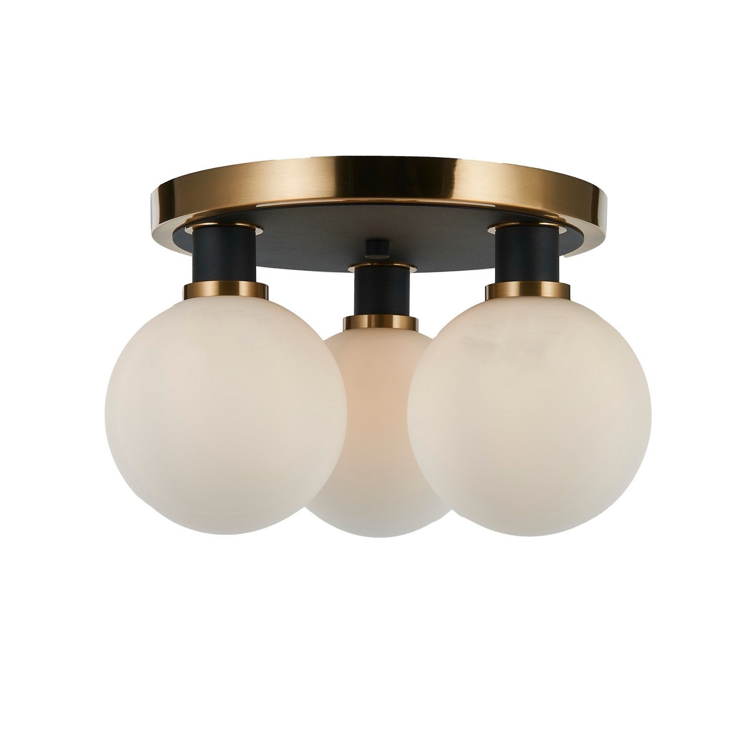 Artcraft - AC11873WH - Three Light Semi-Flush Mount - Gem - Black and Brushed Brass