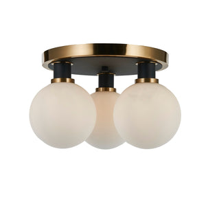 Artcraft - AC11873WH - Three Light Semi-Flush Mount - Gem - Black and Brushed Brass