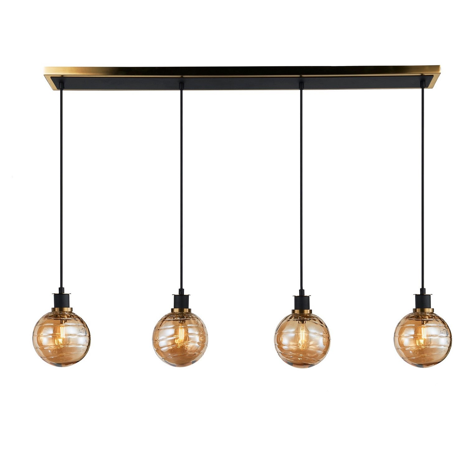 Artcraft - AC11874AM - Four Light Island/Pool Table - Gem - Black and Brushed Brass