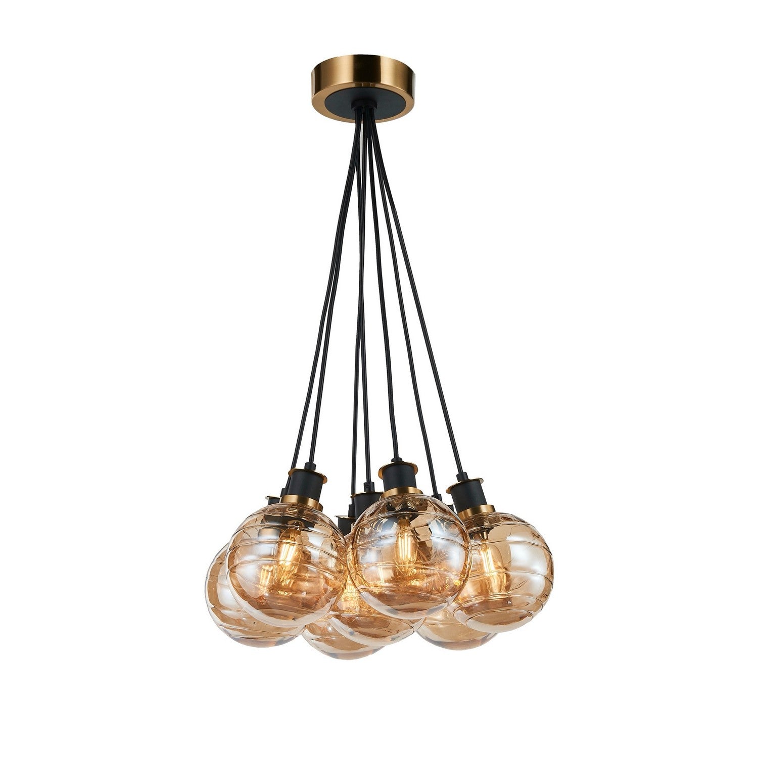 Artcraft - AC11877AM - Seven Light Pendant - Gem - Black and Brushed Brass