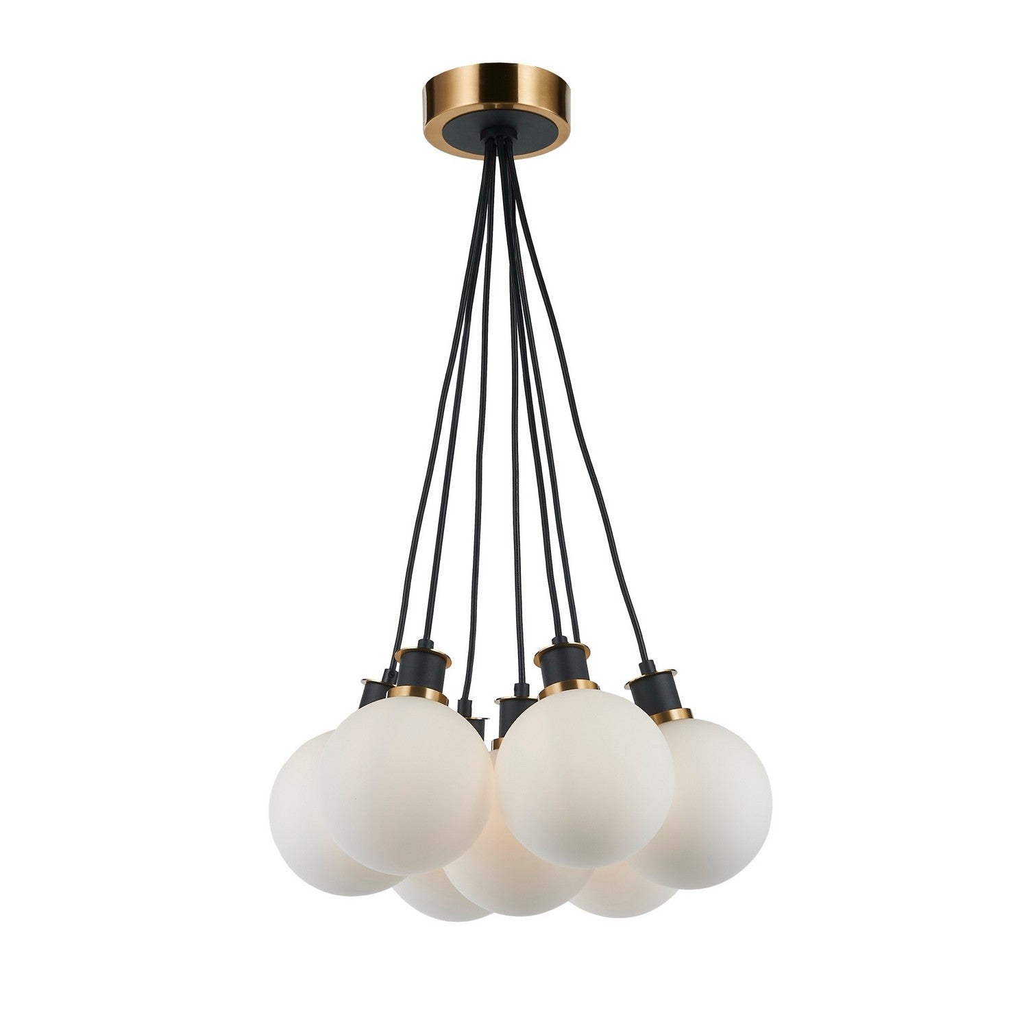 Artcraft - AC11877WH - Seven Light Pendant - Gem - Black and Brushed Brass