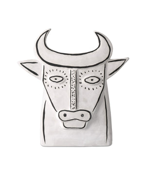 Currey and Company - 1200-0792 - Thomas the Bull - Washed White/Black