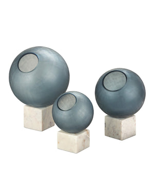 Currey and Company - 1200-0900 - Orb Set of 3 - Indigo Blue/Natural