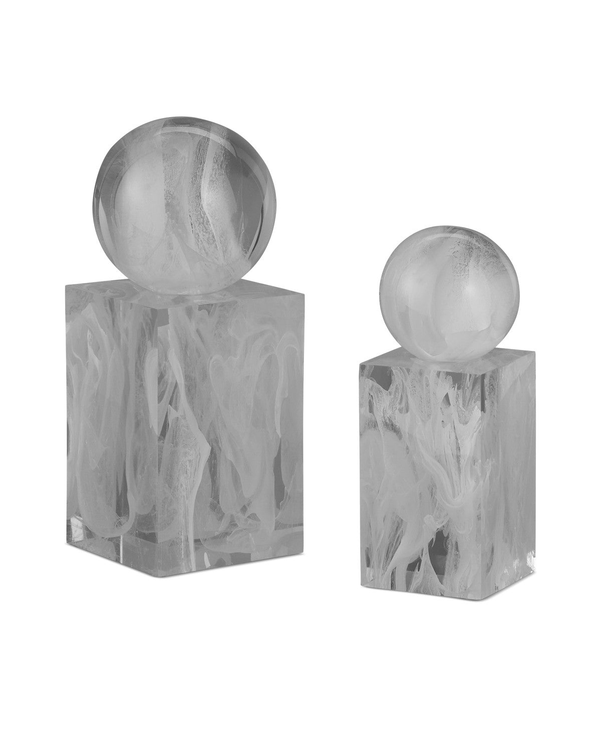 Currey and Company - 1200-0908 - Objects Set of 2 - White Swirl